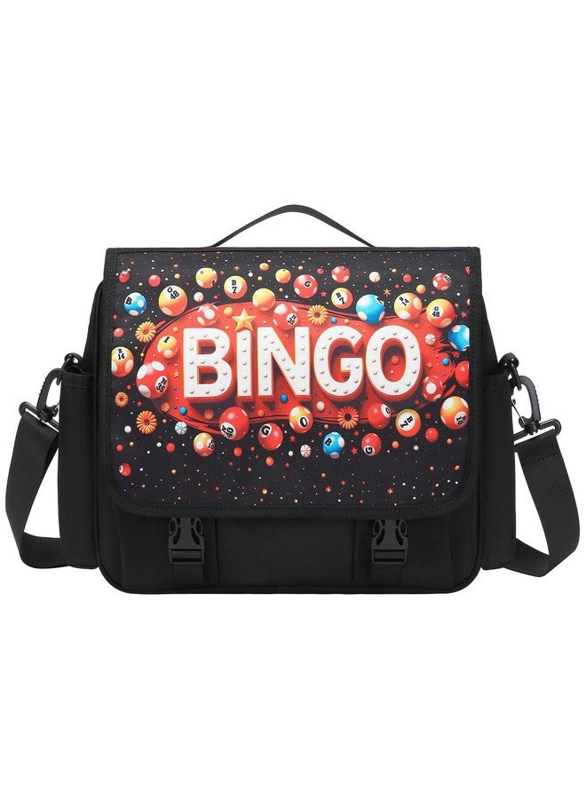 FOKDUVB Bingo Messenger Bag with Pockets for Daubers Dabbers Dobbers Water Resistant Crossbody Tote Bags with Laptop Sleeve Bingo Stuff Supplies Accessories for Women Gifts for Lovers (Bingo Balls) - Image 2